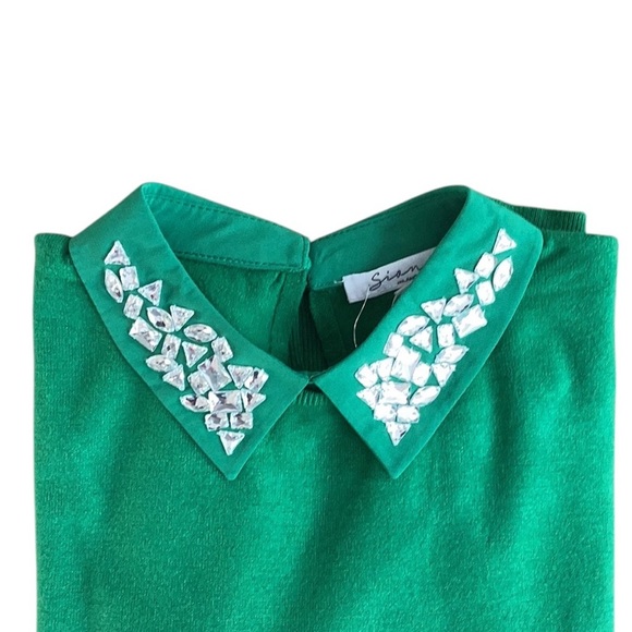 Sioni Women’s Embellished Collar Sweater New Kelly Green Small - Picture 9 of 11